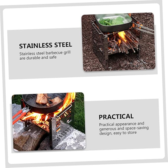 Yardwe Stainless Steel Bbq Grill Portable Charcoal Grill for Camping Accessory
