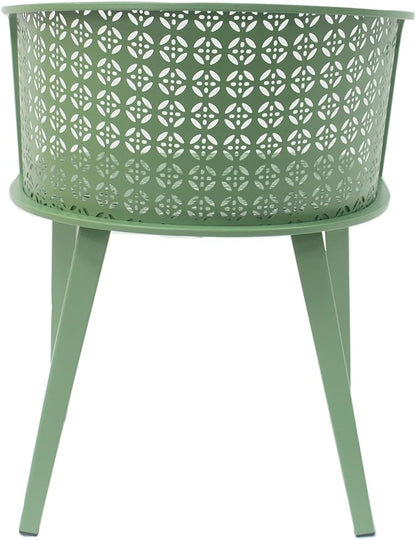 Christopher Knight Home Set of 2 Rivera Patio Iron Dining Chairs, Geometric-Carved Pattern Round Backrest, Armchair for Kitchen, Restaurant, Garden, Balcony, Porch, Backyard, Poolside, Matte Green