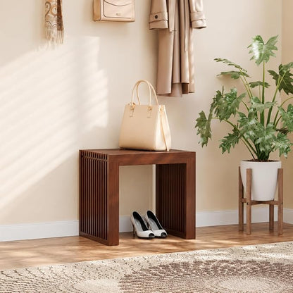APRTAT Bamboo Dining Bench 17-Inch Indoor Wood Shoe Rack Bench for Entryway | Easy Assemble, Sturdy & Durable,Slatted Design,Versatile Everyday Seating,Living Room Hallway Bedroom Bathroom