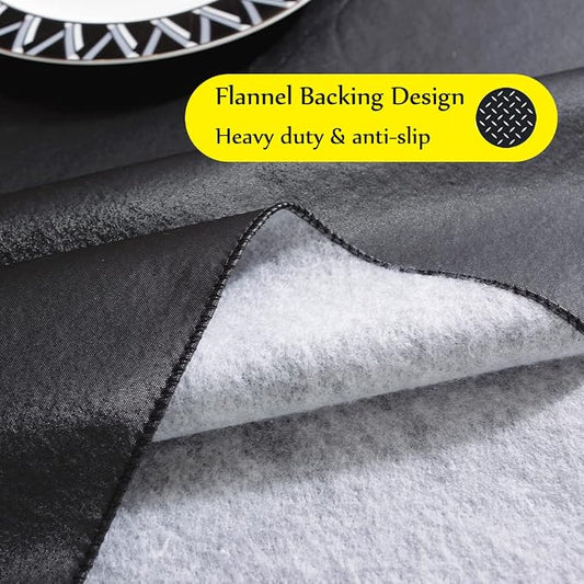 SASTYBALE Black Vinyl Tablecloth with Flannel Backing, 60 x 120 Inch | Waterproof PVC Surface, Wipeable Rectangular Table Cover for Dining, Buffet, Catering, Parties and Events