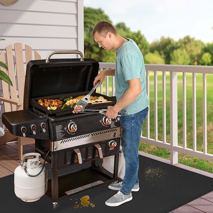 70 x 48 in Grill Mats for Outdoor Grill Compatible with Blackstone 28in & 36in Griddle, Fireproof Griddle Mats for Grilling to Protect the Deck, Griddle Accessories Compatible with Blackstone - 0.6mm