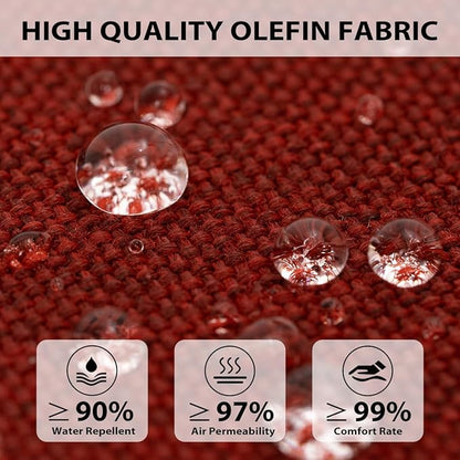 Sundale Outdoor Olefin Quilted Lounge Cushion Set of 4, Patio Foldable Chaise Lounger Cushion, Water-Resistant Lounge Chair Pad with Straps Red, 80 x 26 inches