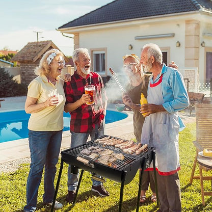 Double-sided Charcoal Grill with Thermometer, Portable Smoker Grill for BBQ Travel Camping and Beach