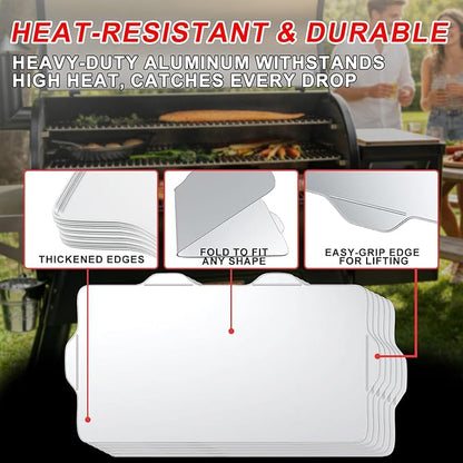 6 Packs BAC515 Drip Tray Liners for Traeger Timberline 1300 Series Grills, Heat-Resistant Foil Liners Replacement for Traeger Timberline Accessories, Aluminum Tray for Catching Grease 35.5 x 16.5 Inch