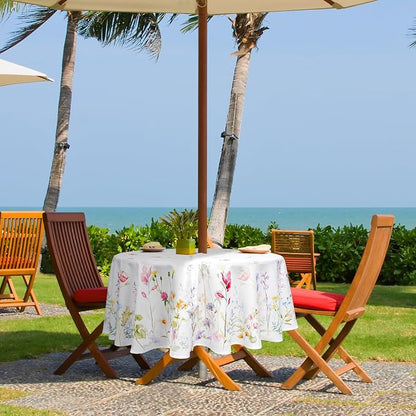 Round Outdoor Tablecloth with Umbrella Hole Umbrella Tablecloth Patio Tablecloths with Zipper for Courtyards, Terraces, and Beaches 60 in