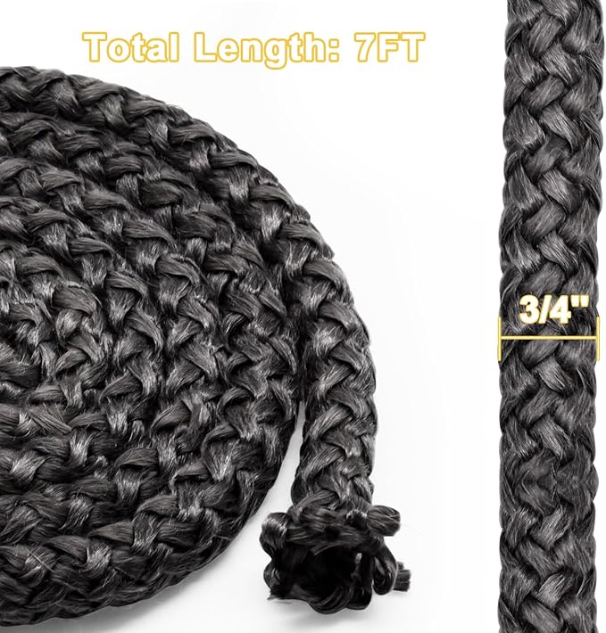 AC-DGKC Stove Door Gasket Rope for Englander Pellet Stoves 25-PDVC, 25-PDV, 55‐SHPCBPAH and Englander Wood Stoves 28-3500, 18-MH, 24-AC, 3/4'' x 7FT Graphite Impregnated Fiberglass Seal Rope.