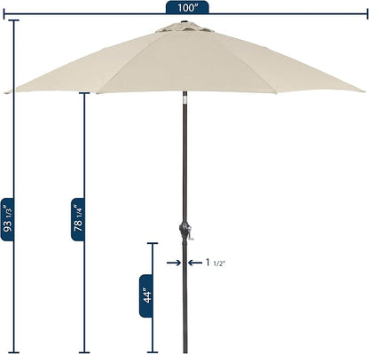 Sunline 9 ft Patio Umbrella with Crank & Push Button Tilt, Outdoor Market Umbrella with UV Protection & Wind Vent and Fiberglass Ribs, Metal Frame for Deck, Pool & Table, Antique Beige