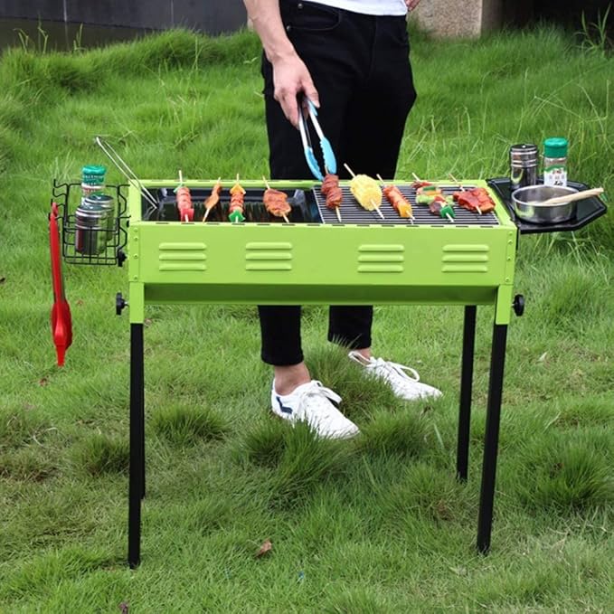 Camping Barbecue Grill Charcoal Barbecues with Storage Basket Barbecue Grill Portable BBQ Grill Non-Stick Surface Charcoal Grill Barbecue Charcoal Grill