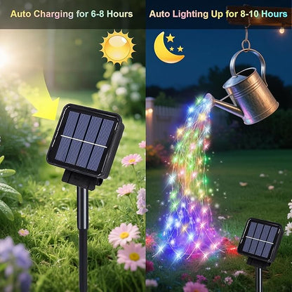 VOOKRY 10 Strands 200 LEDs Solar Fairy Lights Outdoor Waterproof, Solar Powered String Lights 8 Modes DIY Watering Can Lights for Party Wedding Patio Yard Garden Tree Decorations(Multicolor)