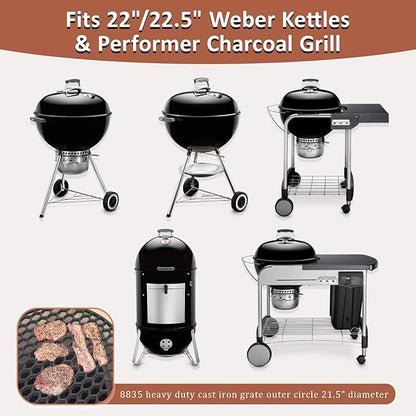 8835 Cast Iron Grill Grate for Weber 22" Kettle Grill Cooking Grate Replacement Part for 22 Inch Weber Performer, Recteq Bullseye and Premium Charcoal Grills