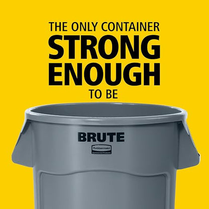 Rubbermaid Commercial Products BRUTE Heavy-Duty Round Vented Trash Can Without Lid, 55-Gallon, White, for Landscapers/Construction/Restaurant/Stadium/Back of House/Office/Warehouse/Home