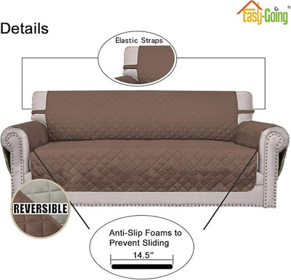 Easy-Going Sofa Slipcover Reversible Loveseat Sofa Cover Couch Cover for 2 Cushion Couch Furniture Protector with Elastic Straps for Pets Kids Dog Cat (Oversized Loveseat, Brown/Beige) | Oversized Loveseat Slipcover For Dogs, Water Resistant Mat, Livin...