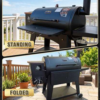 Uniflasy Upgraded Folding Front Shelf for Pit Boss Austin XL Accessories for Pit Boss Savannah Pellet Grill, 29.5" Grill Prep Table with Cutting Board, Collapsible Basin, Lid & Hooks