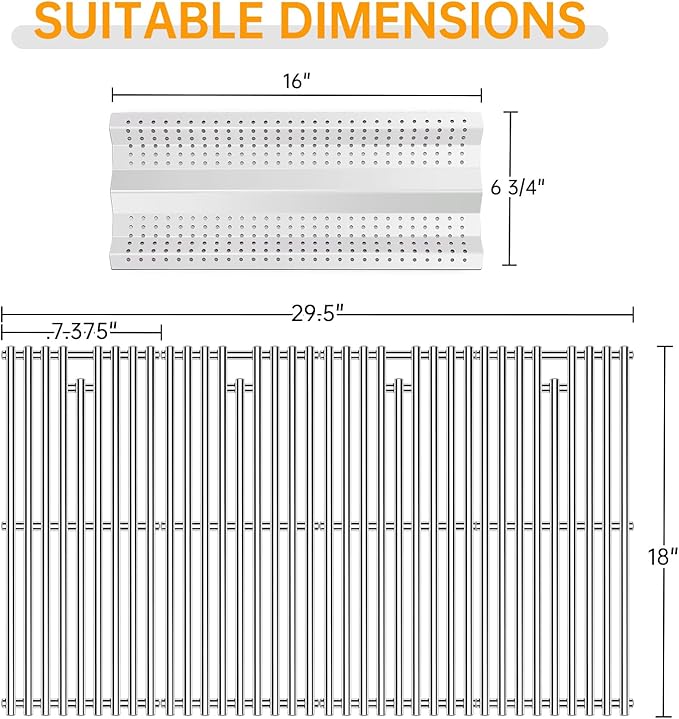 4 Pcs 9MM Stainless Steel Cooking Grid Grates and 4Pcs Heat Plates Flame Tamer for Blaze Grill Replacement Parts,for Blaze Grill Model BLZ-4LTE2-LP,BLZ-4NG,BLZ-4LP,BLZ-4-Cart,BLZ-4NG-Cart