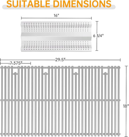 4 Pcs 9MM Stainless Steel Cooking Grid Grates and 4Pcs Heat Plates Flame Tamer for Blaze Grill Replacement Parts,for Blaze Grill Model BLZ-4LTE2-LP,BLZ-4NG,BLZ-4LP,BLZ-4-Cart,BLZ-4NG-Cart