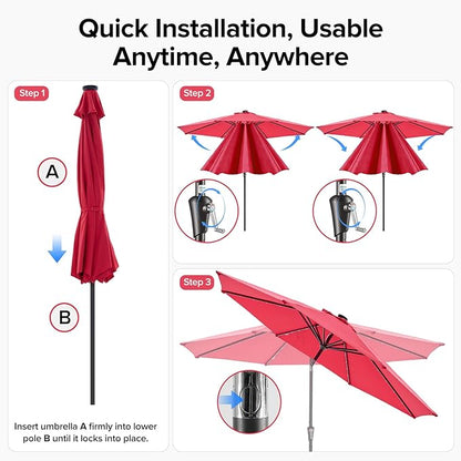 NEWBULIG 10FT Patio Umbrella, Offset Cantilever Outdoor Patio Table Umbrella, UV Protection, Fade Resistant Fabric, Easy Tilt Adjustment for Deck, Pool, Backyard, Garden