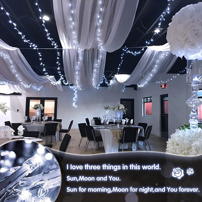 JMEXSUSS 33ft 100 LED White String Lights Battery Operated with Remote | Battery Christmas Lights, 8 Modes Outdoor Indoor Fairy String Lights for Bedroom Wedding Tree Yard Porch XMAS