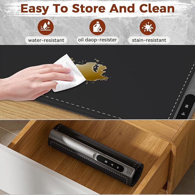 Newise Upgrade Graphene Warming Mat for Food, Food Warming Mat for Countertop with 6 Temperature Settings and Timing Function, Portable Electric Warming Tray for Parties Buffet, Black
