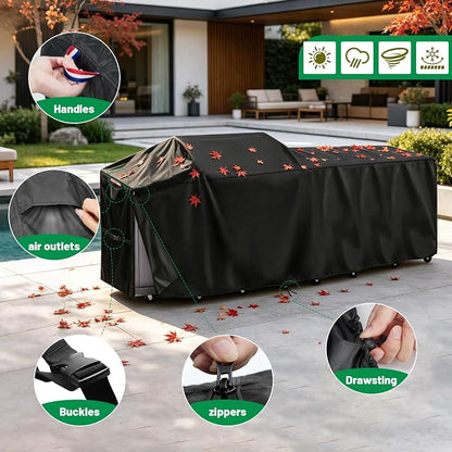 160 Inch Island Grill Cover, Outdoor BBQ Island Waterproof Cover | Heavy Duty Outdoor Large Kitchen Covers for Patio BBQ, 160"L x 28"W x 46"H