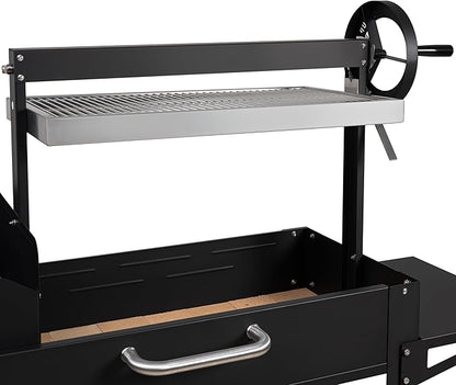 KoolMore 54 in. Charcoal BBQ Grill, Santa Maria Argentine Style Outdoor Grill with Adjustable Grate, Large Barbecue Grill for Outdoor Cooking, Black