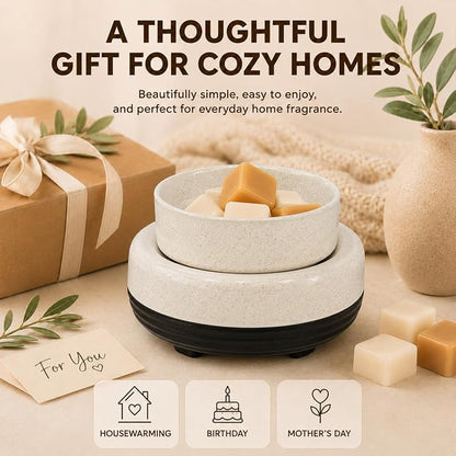 Wax Melts Warmer, Ceramic Candle Melter Melting Wax 3-in-1 Oil Burner Electric Fits Yankee Large Jar, Scented Candle Holder for Home Decor Gifts for Mom Grandma Women Girls