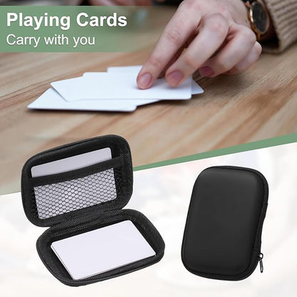 2Pcs Card Game Case, Soft Cloth Playing Waterproof Card Storage Travel Game Case Compatible for Outdoor Gaming Camping, Black, Silver