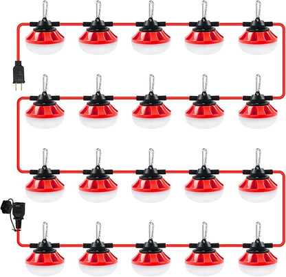 LED Construction Light, Christmas String Lights,200FT, 20000LM Industrial LED Work Lights, Super Bright Temporary Lighting for Job , Work,Outdoor, Indoor for Holiday Decoration & Practical Lighting