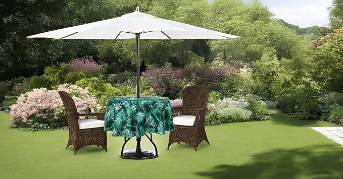 SUQ I OME Patio Tablecloth, Palm Tree, 60'' Round with Zipper | patio tablecloth with Zipper