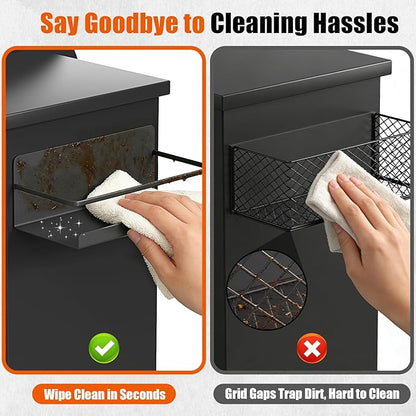 2 Pack of Magnetic Storage Bins for Pellet Grills, Smoker Grill Accessories & Caddy Shelf, Grill Storage Racks with Paper Towel Holder Compatible with Traeger/Pit Boss/Z Grills