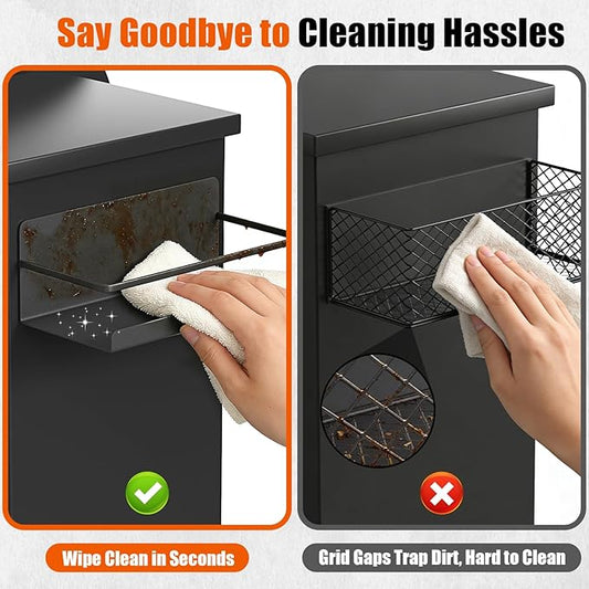 2 Pack of Magnetic Storage Bins for Pellet Grills, Smoker Grill Accessories & Caddy Shelf, Grill Storage Racks with Paper Towel Holder Compatible with Traeger/Pit Boss/Z Grills