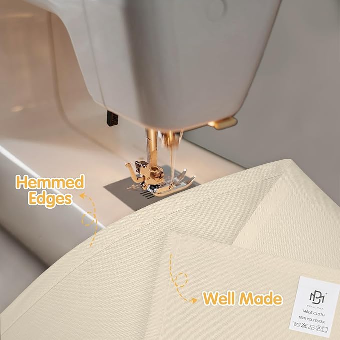 BRILLMAX 6 Pack Beige Tablecloths 90x156 Inch for 8ft Rectangle Tables | 150 GSM Polyester Fabric, Floor Length Drop, Water, Stain & Wrinkle Resistant Cloth Cover for Wedding Reception Banquet Party