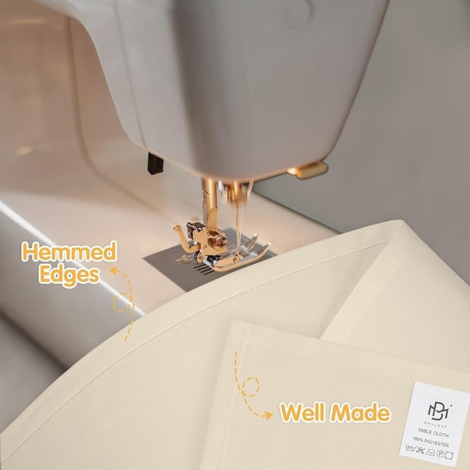 BRILLMAX 6 Pack Beige Tablecloths 70x120 Inch for 6-8ft Rectangle Tables | 150 GSM Polyester Fabric, Universal Fit, Water, Stain & Wrinkle Resistant Cloth Cover for Wedding Reception Banquet Party