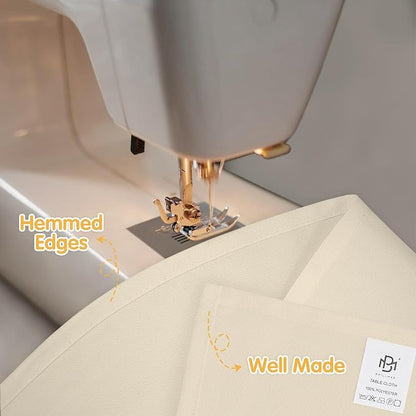 BRILLMAX 10 Pack Beige Tablecloths 60x102 Inch for 6ft Rectangle Tables | 150 GSM Polyester Fabric, 15" Standard Drop, Water, Stain & Wrinkle Resistant Cloth Cover for Wedding Reception Banquet Party