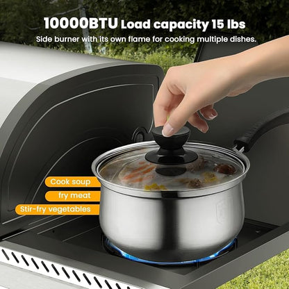 Electactic 4-Burner Gas Grill with Side Burner, Stainless Steel Propane Grill with Built-In Thermometer, 42000BTU BBQ Grill for Outdoor Cooking, Patio and Backyard Barbecues