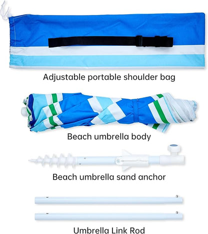 Aohanoi Outdoor Umbrella - Sun Protection, Rain Resistant, Windproof with Manual Open-Close Feature - Ideal for Beach, Camping, and Picnics