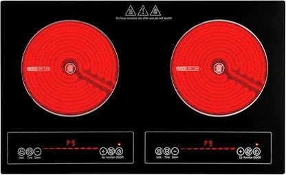 2 Burner Electric Cooktop,110V 2500W Electric Stove Top with Touch Control,9 Heating Level,Timer & Kid Safety 2 burner cooktop.
