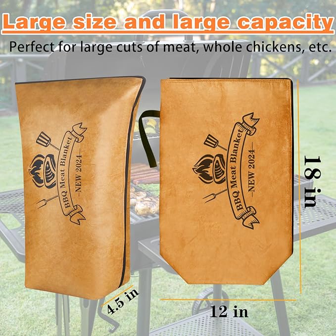BBQ Blanket Insulated Meat Resting Bag Reusable Foldable & Lightweight Bbq Blanket For Resting Meat To Control Heat Loss For BBQ Smokers And Grilling (18in), Brown