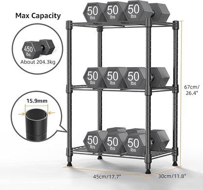 M MZG 450 lbs Steel Storage Shelving 3-Tier Utility Shelving Unit Steel Organizer Wire Rack for Home,Kitchen,Office (11.8" D x 17.7" W x 26.3" H) (Pack of 2)