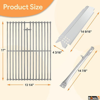 BQMAX Grill Replacement Parts for Nexgrill 4 Burner 720-0830X, Cooking Grate, Burner and Heat Plates for Nexgrill Replacements Part 4 Burner, Grill Parts Kit for Nexgrills 720-0830X Replacement Parts