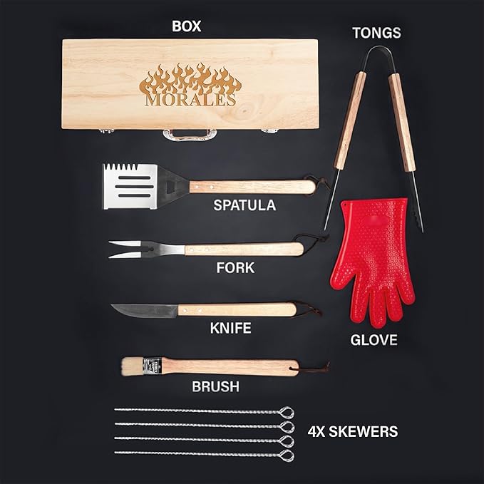 BBQ Grill Accessories Set, 11 Pcs Grill Accessories Grilling Gifts for Men, Stainless Steel Grill Tools for Camping Barbecue, BBQ Accessories Gifts for Dad, BBQ Set for Him