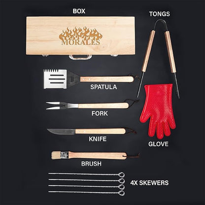 BBQ Grill Accessories Set, 11 Pcs Grill Accessories Grilling Gifts for Men, Stainless Steel Grill Tools for Camping Barbecue, BBQ Accessories Gifts for Dad, BBQ Set for Him