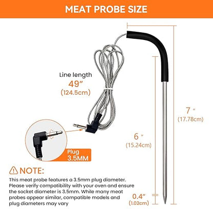 2-Pack Meat Thermometer Replacement for Pit Boss Pellet Grills and Smokers, 3.5 mm Plug Waterproof Probes with 2 Pack Probe Grommets