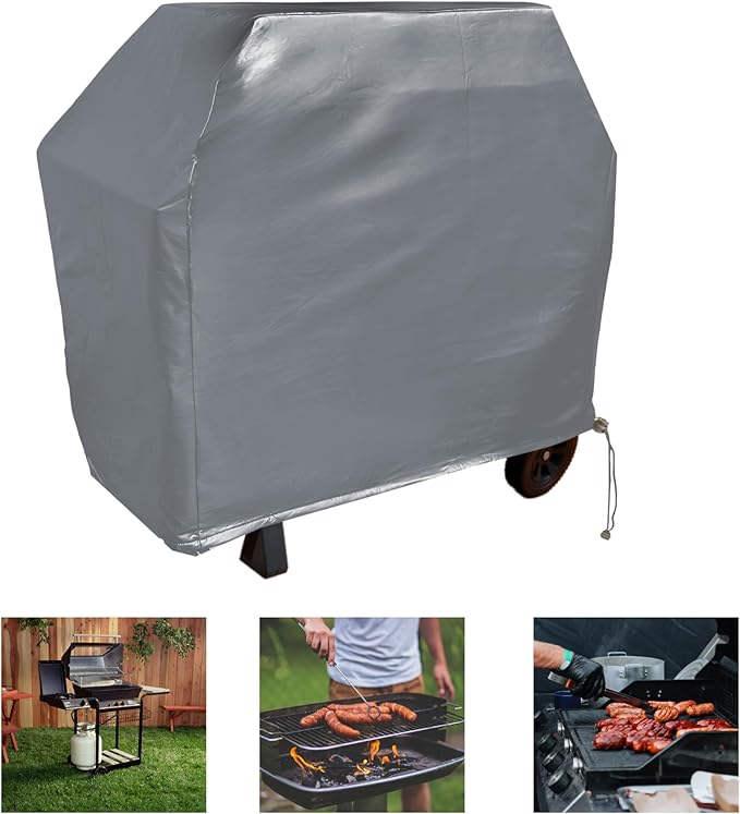 Formosa Covers | All Weather BBQ Outdoor Grill Cover - Soft Cotton Lining Protects Stainless Steel 8 Burner Freestanding Grill - 84" L x 26" D x 48" H Black Vinyl, Weber, Brinkmann, CharBroil
