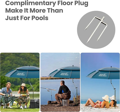 ECOPOOLTECH 7' Above Ground Pool Umbrellas, Outdoor Pool Sunshade for Oval or Rectangular Swimming Pools, Multi-functional Patio Umbrella for Garden/Pool Deck/Backyard, Must have Pool Accessories