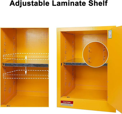 koxuyim Flammable Storage Cabinet 17" x 18" x 22" Industry Safety Cabinet | Fire Proof Safe, Adjustable Shelf, Double-Wall, Manual Closing Doors, OSHA Compliant, For Gasoline Liquid Fuel Chemical