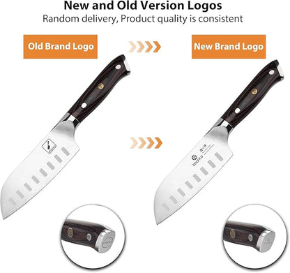 imarku Santoku Knife Chef Knife 5 inch Ultra Sharp Asian Knife Japanese Chef Knife - Japanese High Carbon Stainless Steel - Ergonomic Pakkawood Handle, Best Choice for Home Kitchen