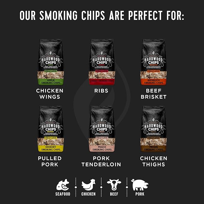 Fire & Flavor Premium 100% All Natural Hardwood Smoking Chips, Works With All Grills, Cherry