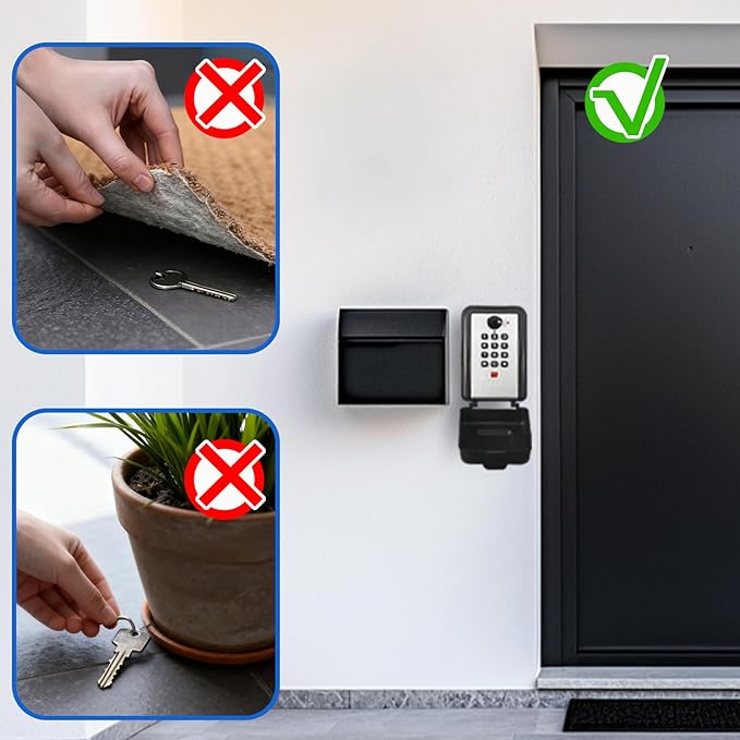 FortiVault Key Lock Box for Outside, 12 Digit Combination Lock Box for Keys with Code, Wall Mounted Weatherproof Key Lockbox, Large Capacity Secure Key Safe for Home, Realtor, Airbnb, Garage