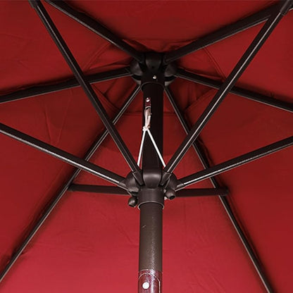 Blissun 7.5 ft Patio Umbrella, Yard Umbrella, Outdoor Market Umbrella with Push Button Tilt Crank, Burgundy