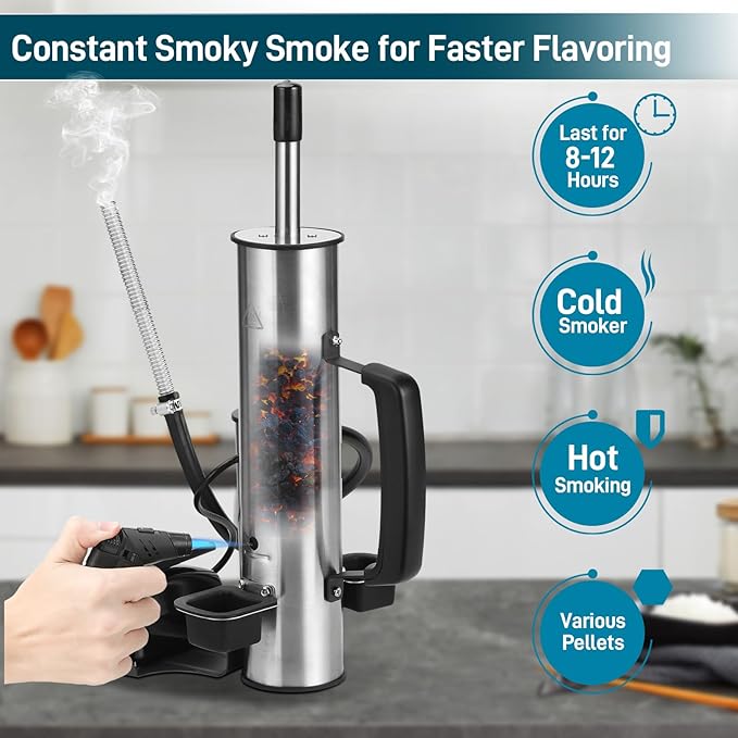 EUTRKei Cold Smoke Generator for Traeger Smoker Grill, Cordless Electric Smoke Tube with Air Pump, Cold Smoking for Cheese, Fish, Meat, Men Gifts, for Tailgating, Backyard, Party
